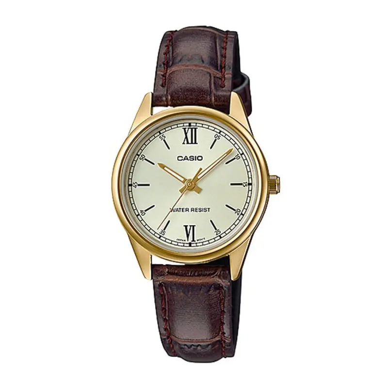 Casio General Brown Leather Strap Women's Watch Ltp-V005gl-9Budf 1