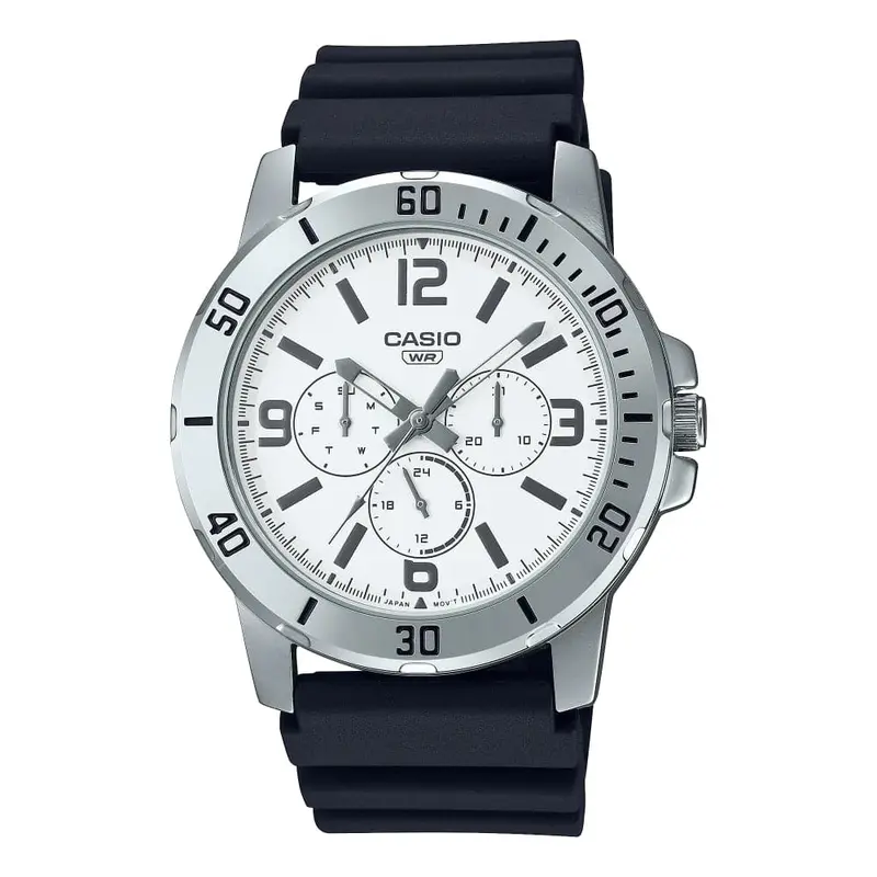 Casio General Chronograph Black Resin Strap Unisex Watch Mtp-Vd300-7Budf 1