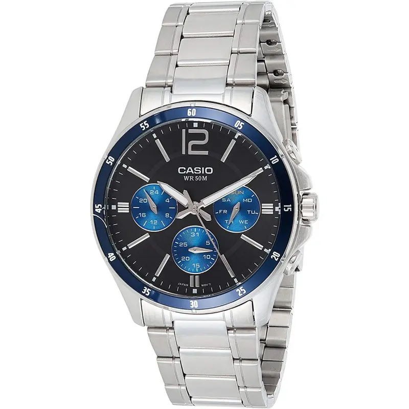 Casio General Chronograph Silver Stainless Steel Strap Men Watch Mtp-1374D-2Avdf 2