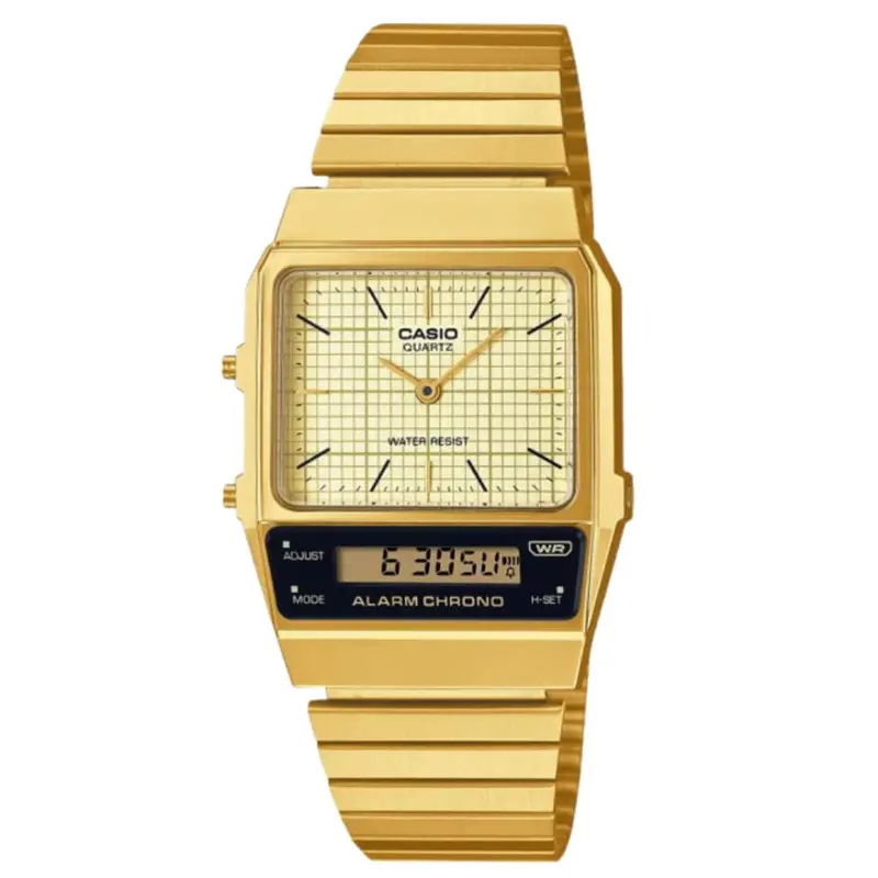 Casio General Digital-Analogue Gold Stainless Steel Strap Unisex Watch Aq-800Eg-9Adf-P 1
