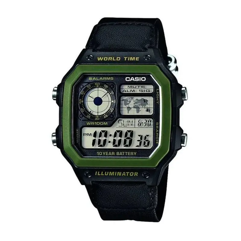 Casio General Digital Black Leather Strap Men Watch Ae-1200Whb-1Bvdf-P 1
