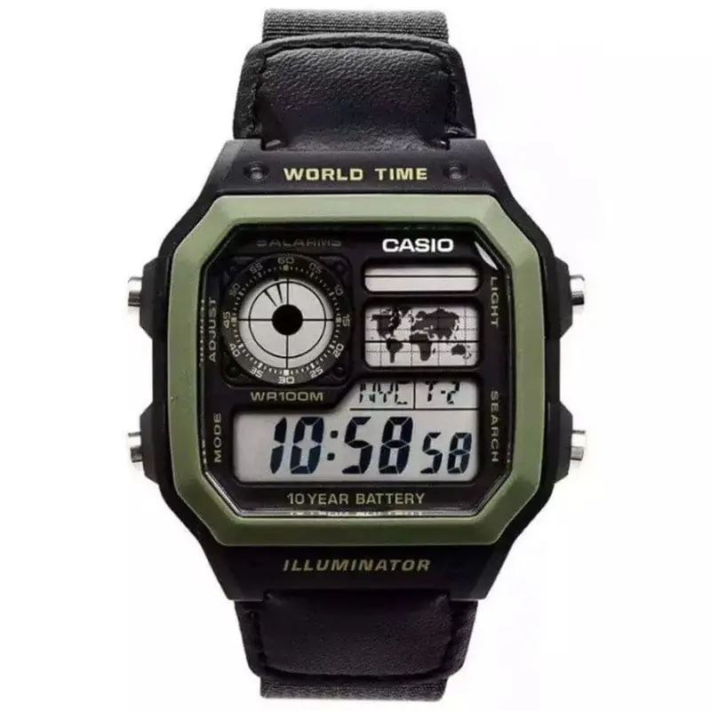 Casio General Digital Black Leather Strap Men Watch Ae-1200Whb-1Bvdf-P 2