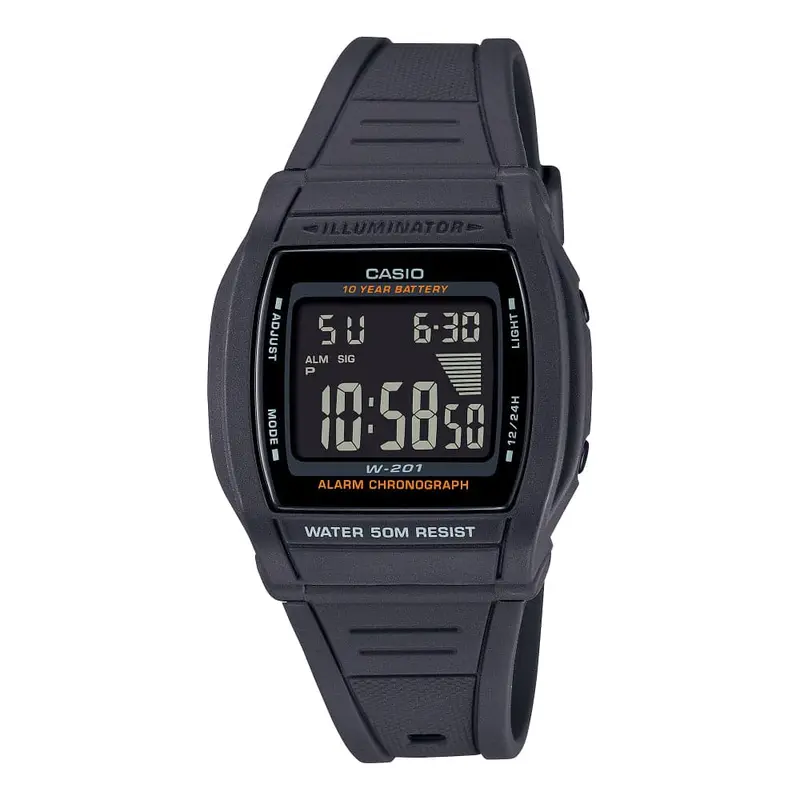 Casio General Digital Black Resin Strap Men Watch W-201-1Bvdf-P 1