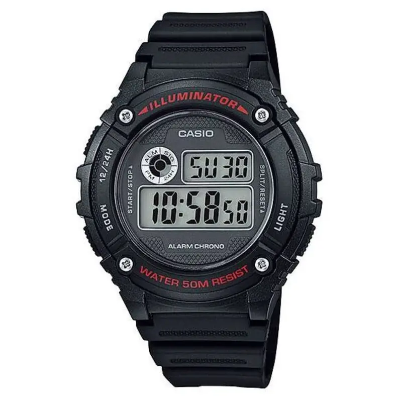Casio General Digital Black Resin Strap Men Watch W-216H-1Avdf 1
