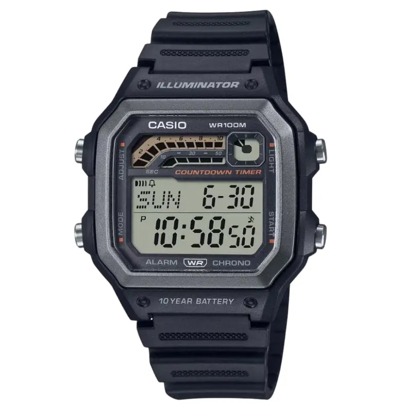 Casio General Digital Black Resin Strap Men Watch Ws-1600H-1Avdf 1