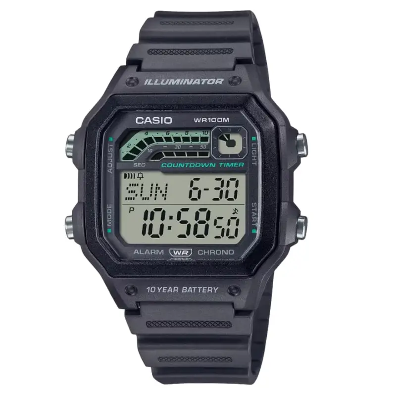 Casio General Digital Black Resin Strap Men Watch Ws-1600H-8Avdf 1