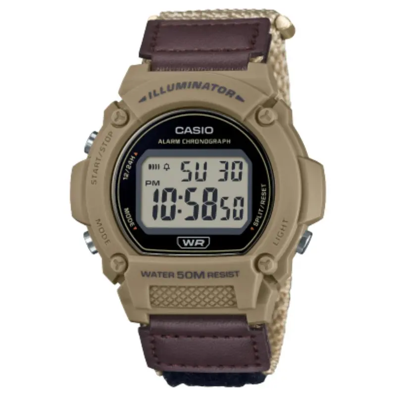 Casio General Digital Brown Cloth Strap Men's Watch W-219Hb-5Avdf-P 1