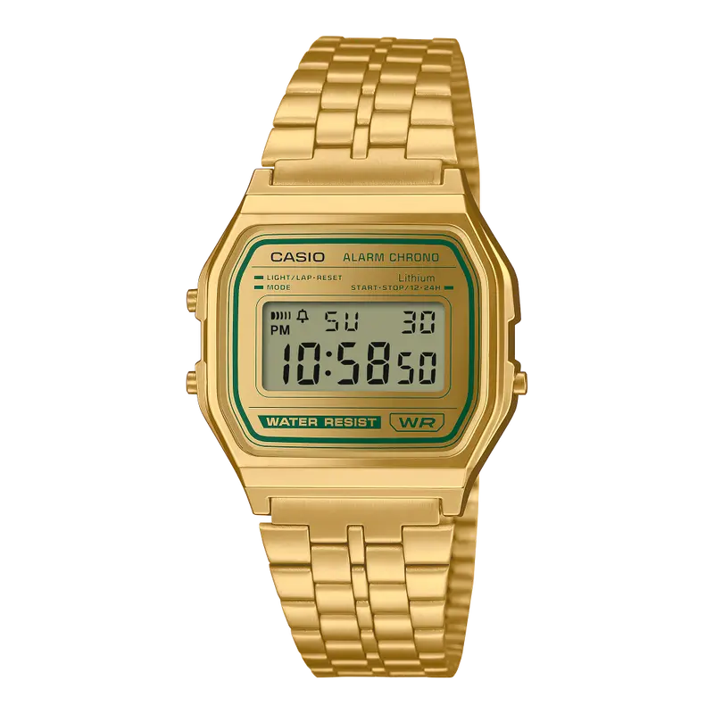 Casio General Digital Gold Stainless Steel Strap Unisex Watch A158wegv-9Adf-P 1