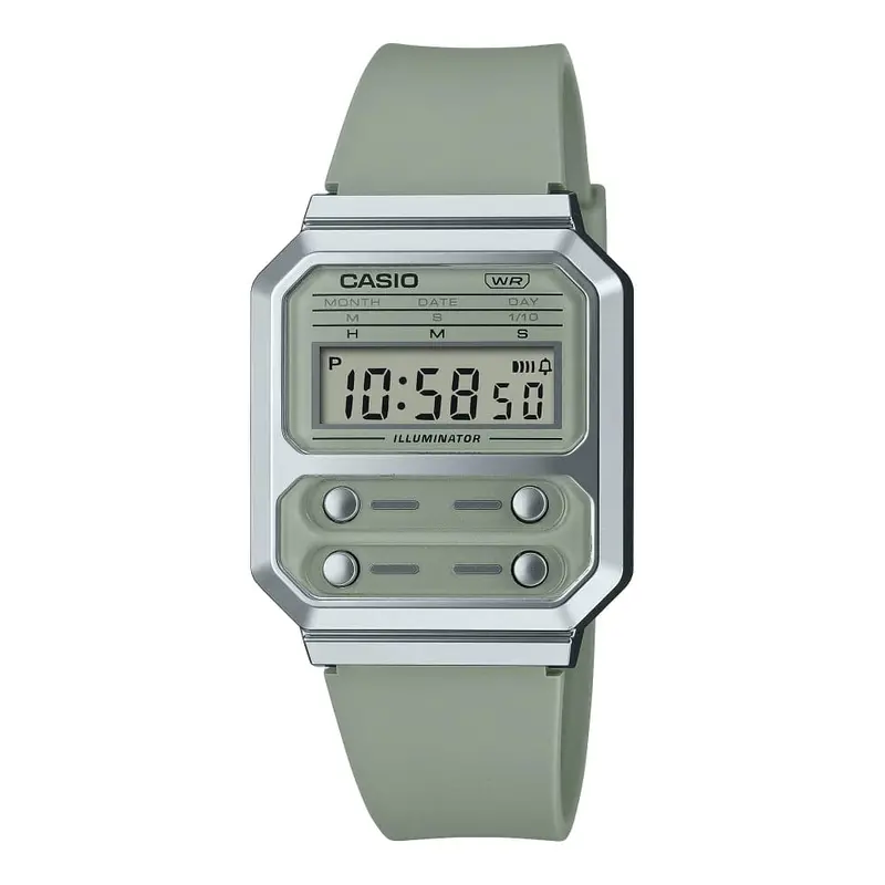 Casio General Digital Gray Resin Strap Unisex Watch A100wef-3Adf 1