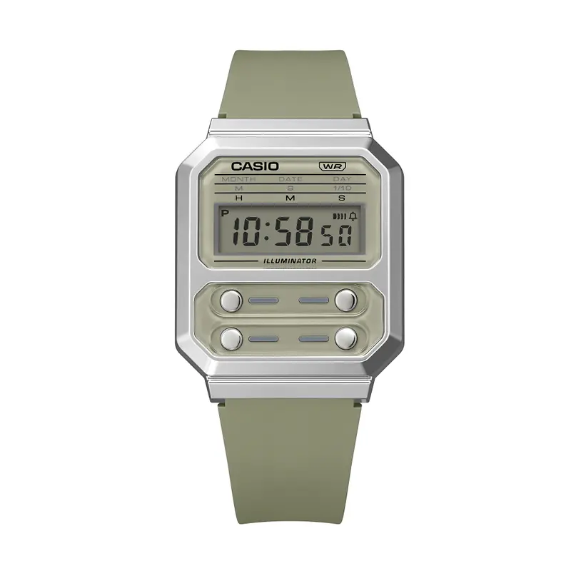 Casio General Digital Gray Resin Strap Unisex Watch A100wef-3Adf 2