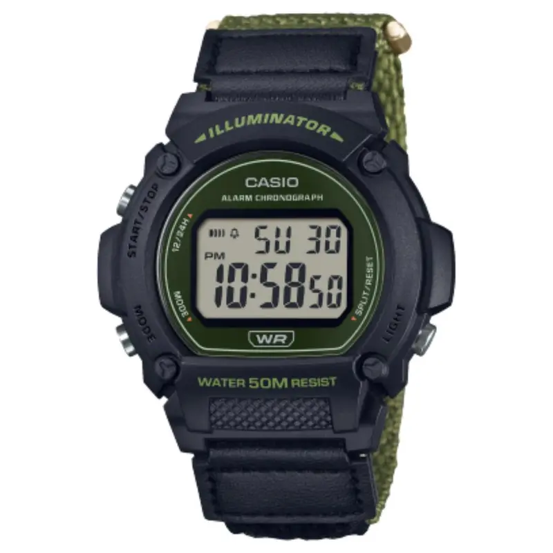 Casio General Digital Green Cloth Strap Men's Watch W-219Hb-3Avdf-P 1