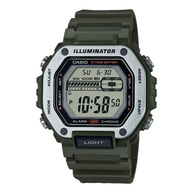 Casio General Digital Green Resin Strap Men Watch Mwd-110H-3Avdf 1