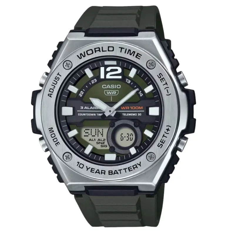 Casio General Digital Green Resin Strap Men Watch Mwq-100-3Avdf 1