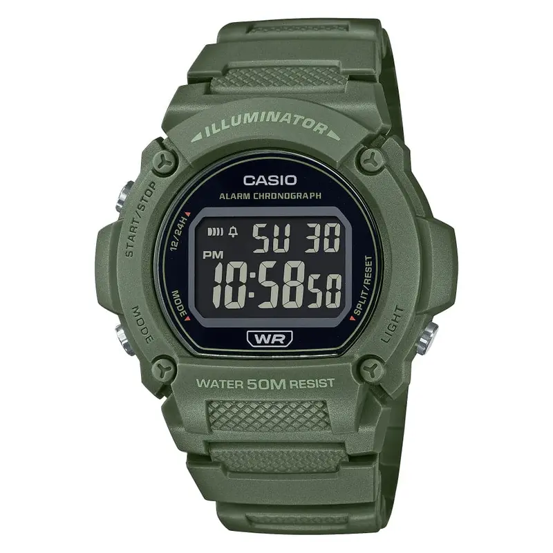 Casio General Digital Green Resin Strap Men Watch W-219Hc-3Bvdf 1