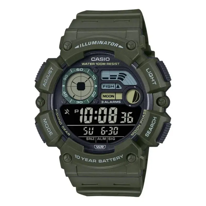Casio General Digital Green Resin Strap Men's Watch Ws-1500H-3Bvdf-P 1