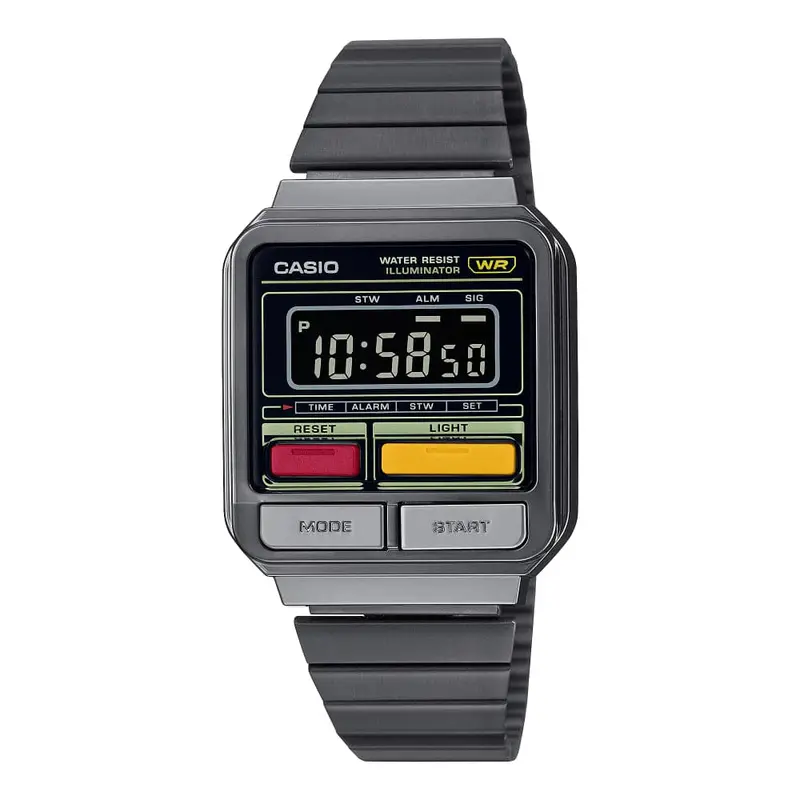 Casio General Digital Gunmetal Stainless Steel Strap Unisex Watch A120wegg-1B-P 1