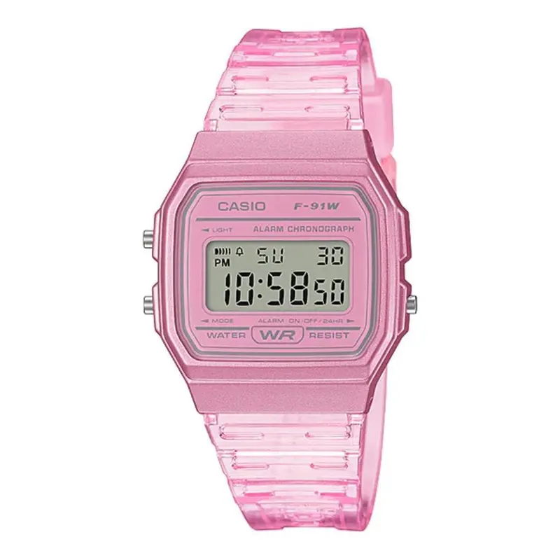 Casio General Digital Pink Resin Strap Women Watch F-91Ws-4Df-P 1