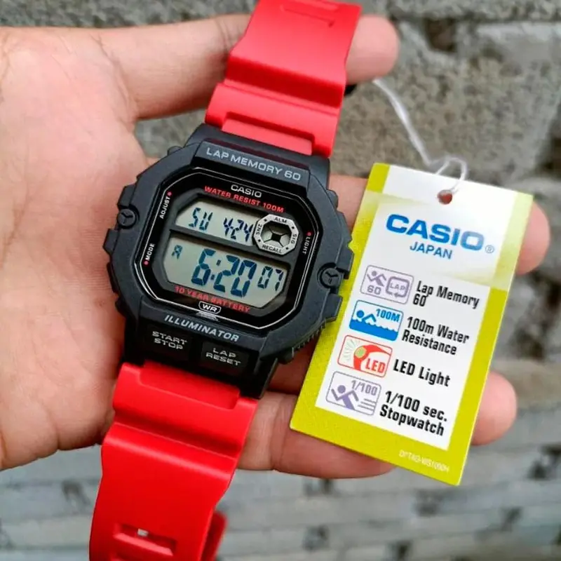 Casio General Digital Red Resin Strap Men Watch Ws-1400H-4Avdf-P 2