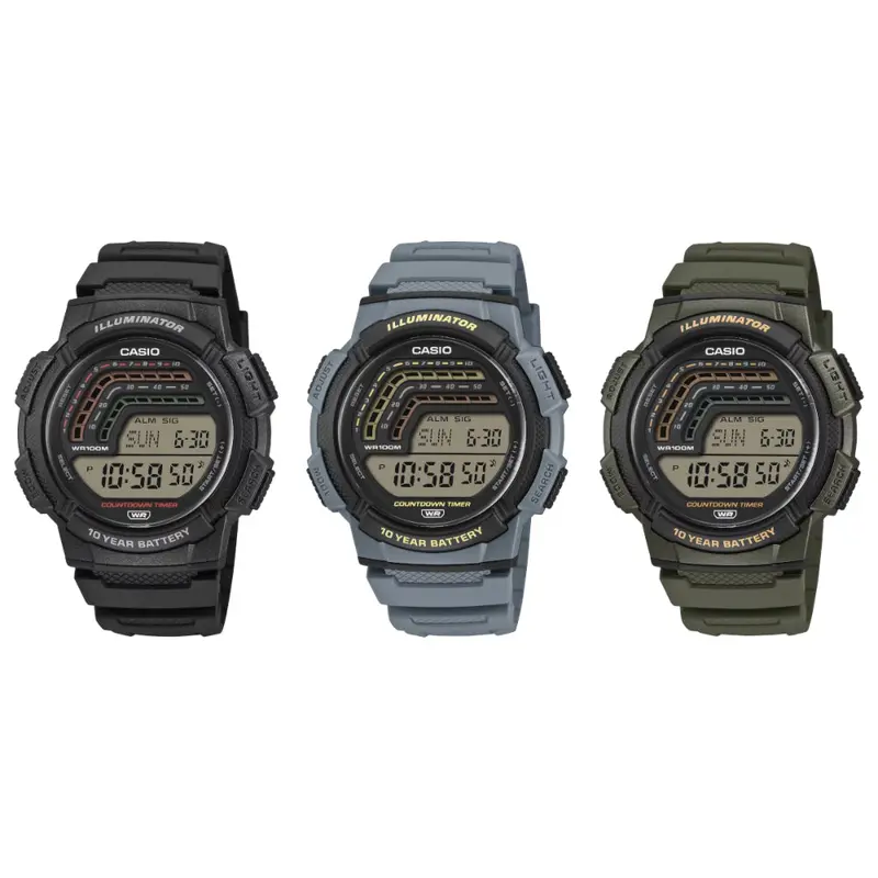 Casio General Digital Resin Strap Men's Watch - Multifunctional | Ws-1800 Series 1
