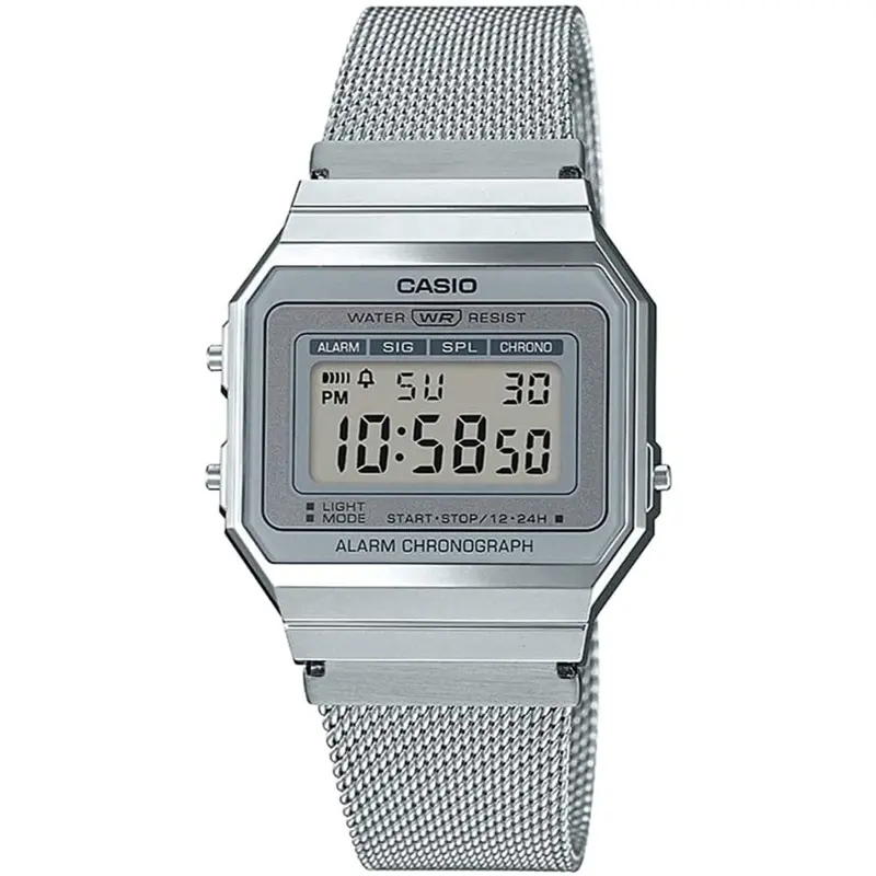 Casio General Digital Silver Milanese Strap Unisex Watch A700wm-7Adf-P 1
