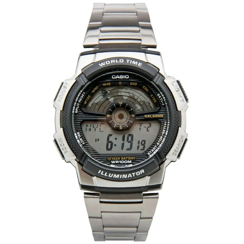 Casio General Digital Silver Stainless Steel Strap Men Watch Ae-1100Wd-1Adf-P 1