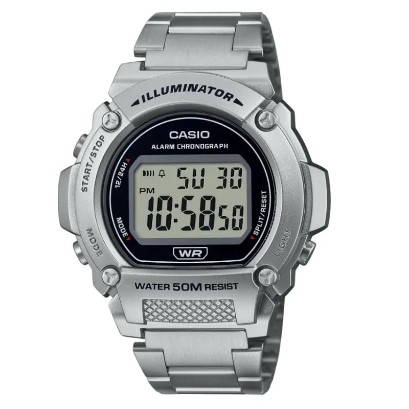 Casio General Digital Silver Stainless Steel Strap Men Watch W-219Hd-1Avdf 1