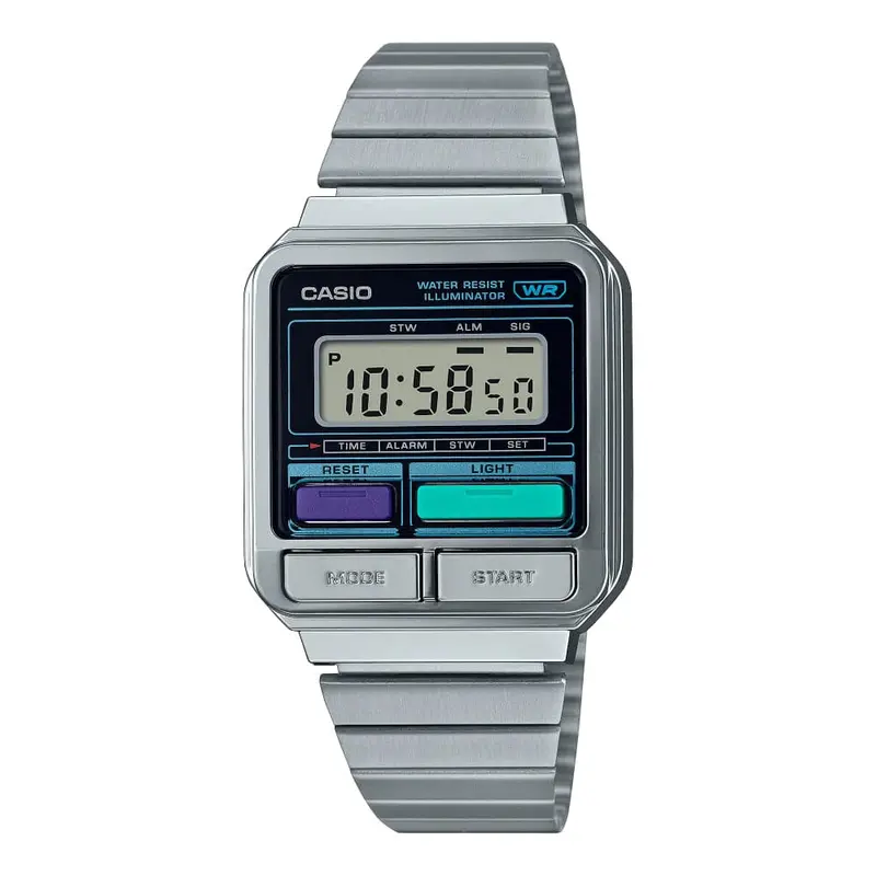 Casio General Digital Silver Stainless Steel Strap Unisex Watch A120we-1A-P 1