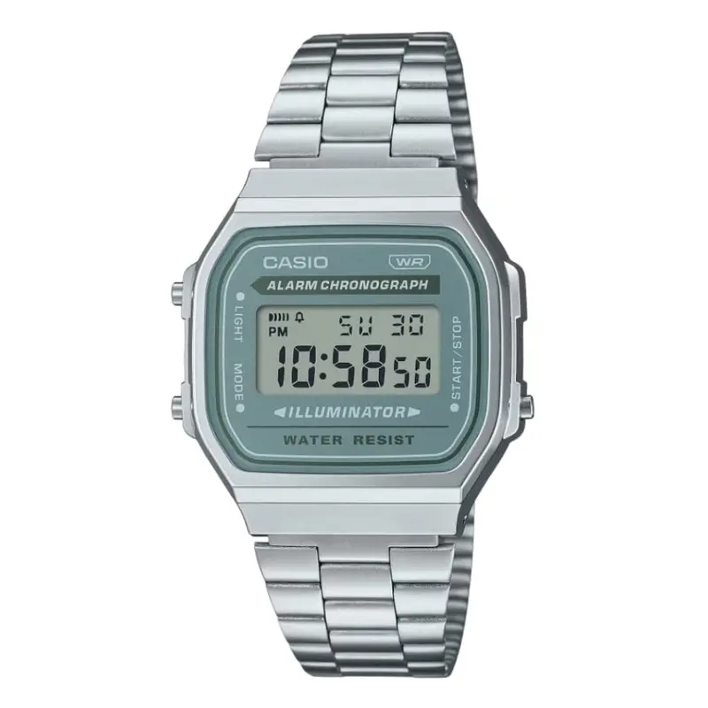 Casio General Digital Silver Stainless Steel Strap Unisex Watch A168wa-3Aydf 2