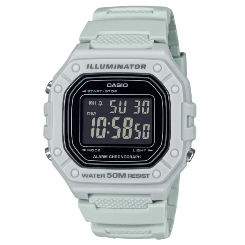 Casio General Digital White Resin Strap Men Watch W-218H-8Bvdf 1