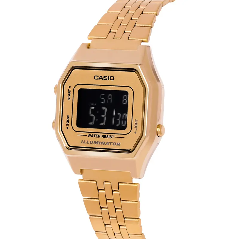 Casio General Digital With Gold Stainless Steel Strap Women Watch La680wga-9Bdf-P 2