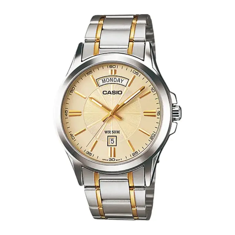 Casio General Gold Dial And Two-Tone Stainless Steel Strap Men Watch Mtp-1381G-9Avdf-P 1