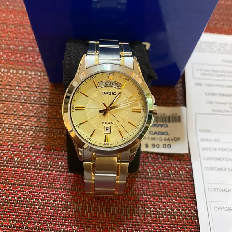 Casio General Gold Dial And Two-Tone Stainless Steel Strap Men Watch Mtp-1381G-9Avdf-P 2