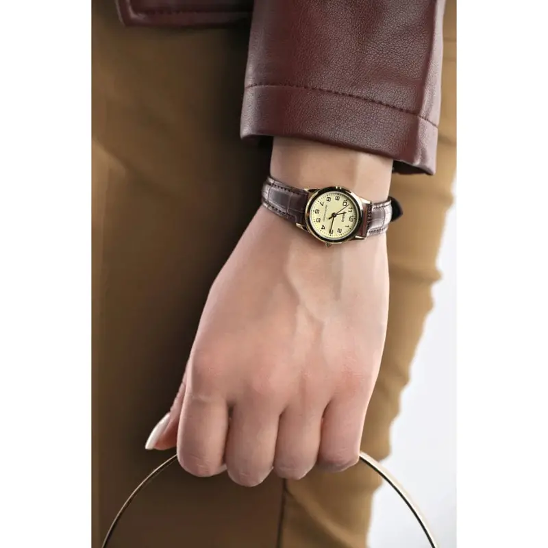 Casio General Gold Dial Brown Leather Strap Unisex Watch Ltp-V001gl-9Budf-P 2