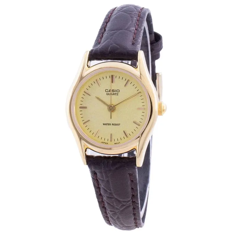 Casio General Gold Dial Brown Leather Strap Women Watch Ltp-1094Q-9Ardf-P 1