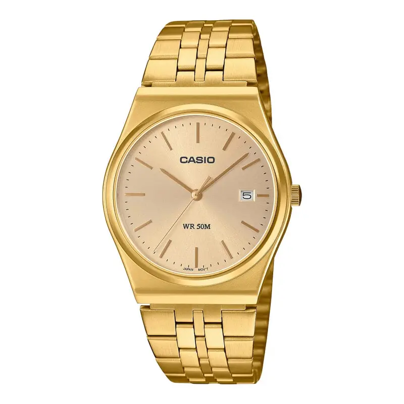 Casio General Gold Dial & Stainless Steel Strap Unisex Watch Mtp-B145g-9Avdf 1