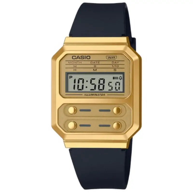 Casio General Gold Digital Dial Resin Black Strap Unisex Watch A100wefg-9Adf 1