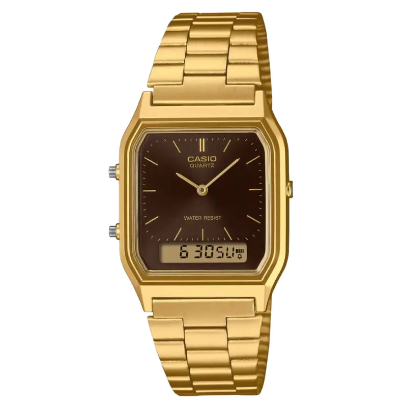 Casio General Gold Stainless Steel Strap Unisex Watch Aq-230Ga-5Amqydf 1