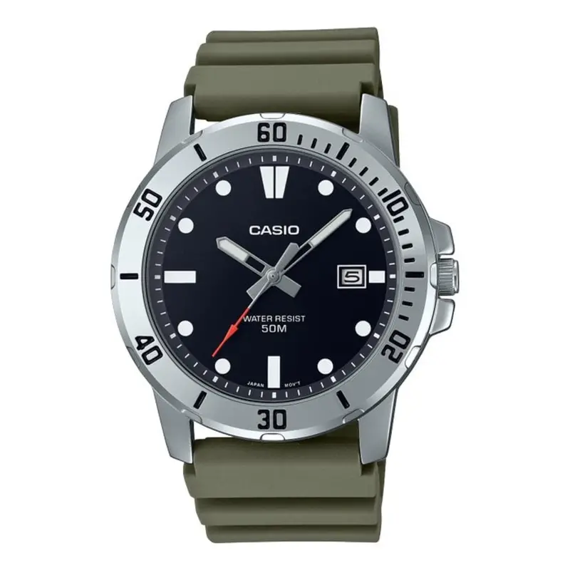 Casio General Green Band Strap Men's Watch Mtp-Vd01-3Evudf 1