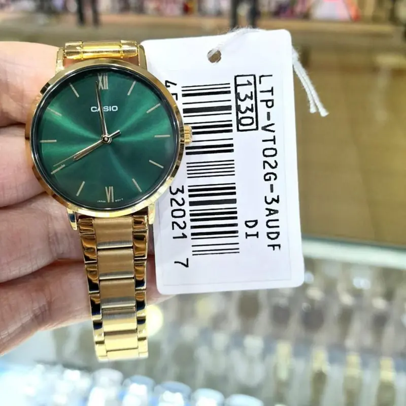 Casio General Green Dial Gold Stainless Steel Strap Unisex Watch Ltp-Vt02g-3Audf-P 2