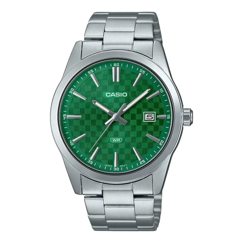 Casio General Green Dial Silver Stainless Steel Strap Men Watch Mtp-Vd03d-3A1udf-P 1