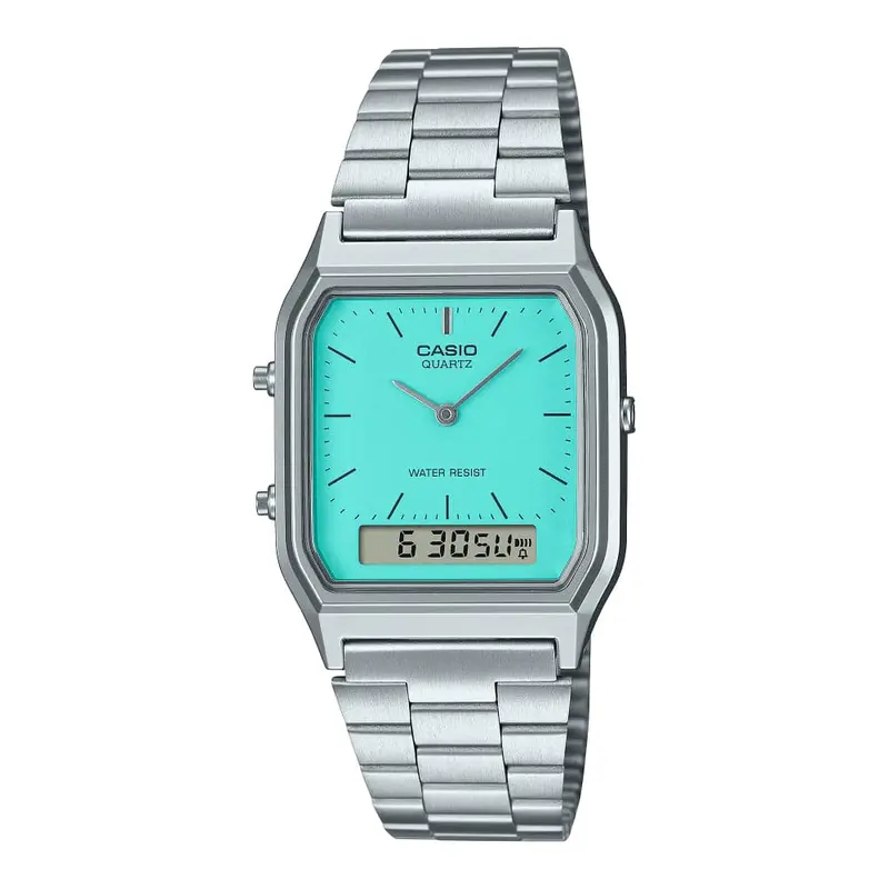 Casio General Green Dial Silver Stainless Steel Strap Unisex Watch Aq-230A-2A2mqydf 1