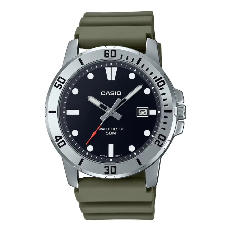 Casio General Green Silicone Strap Men Watch Mtp-Vd01-3Evudf-P 1
