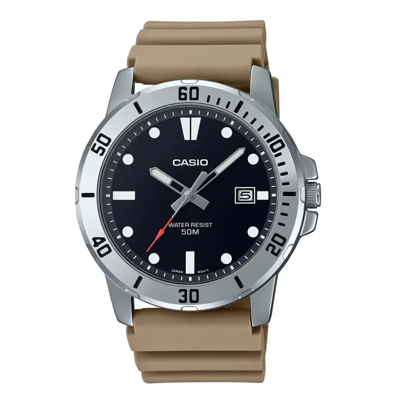 Casio General Khaki Brown Resin Strap Men Analog Mtp-Vd01-5Evudf 1