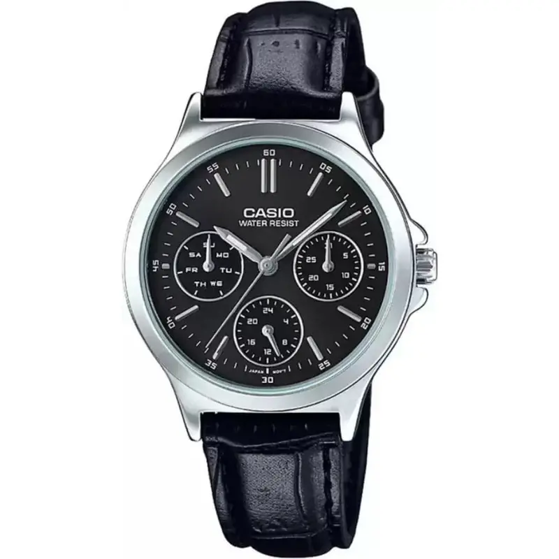 Casio General Ltp-V300l-1Audf-P Black Leather Women Watch 1