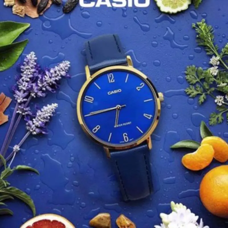 Casio General Ltp-Vt01gl-2Budf Quartz Blue Dial Leather Mens Watch 1