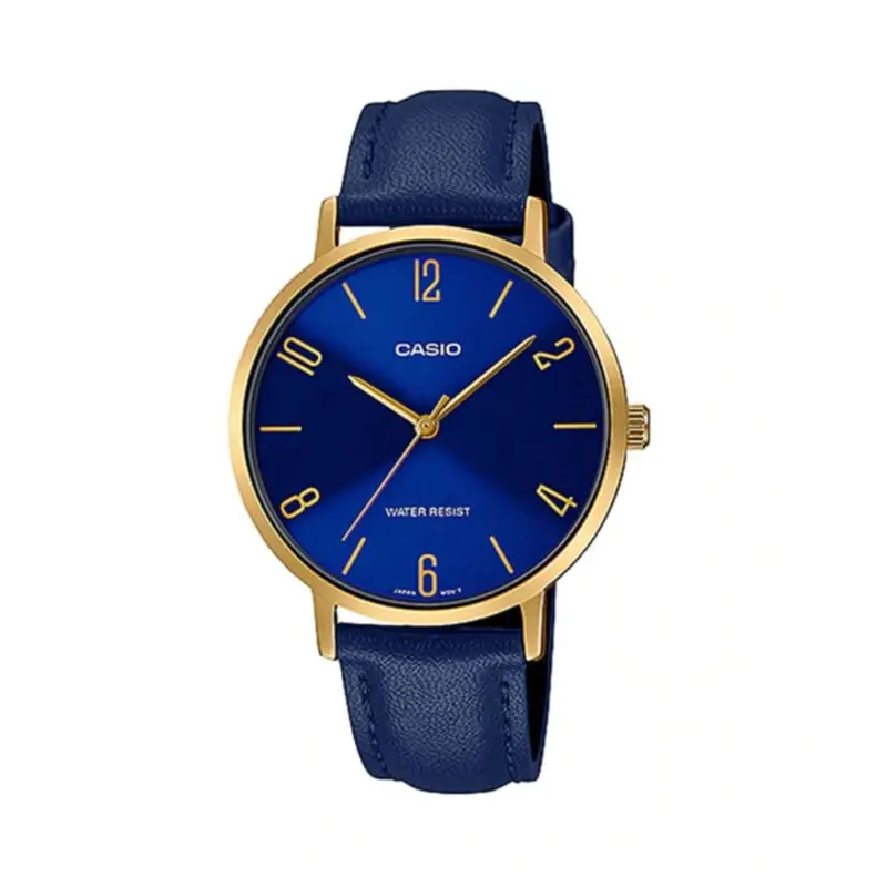 Casio General Ltp-Vt01gl-2Budf Quartz Blue Dial Leather Mens Watch 2