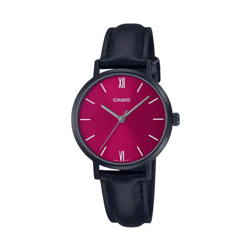Casio General Ltp-Vt02bl-4Audf Black Leather Ladies Watch 1