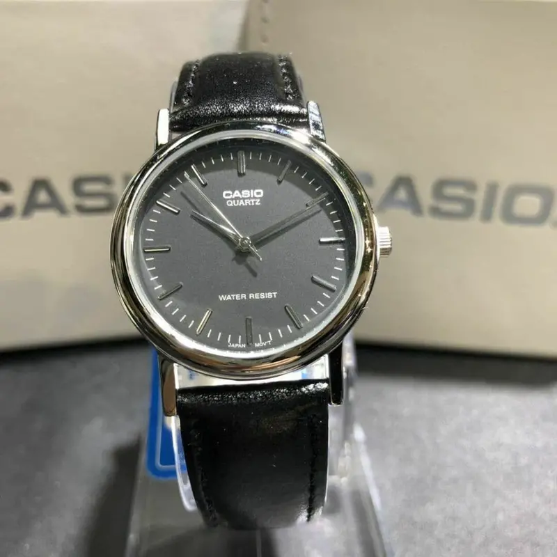 Casio General Mtp-1095E-1Adf Quartz Silver Stainless Steel Black Leather Strap Men's Watch 2