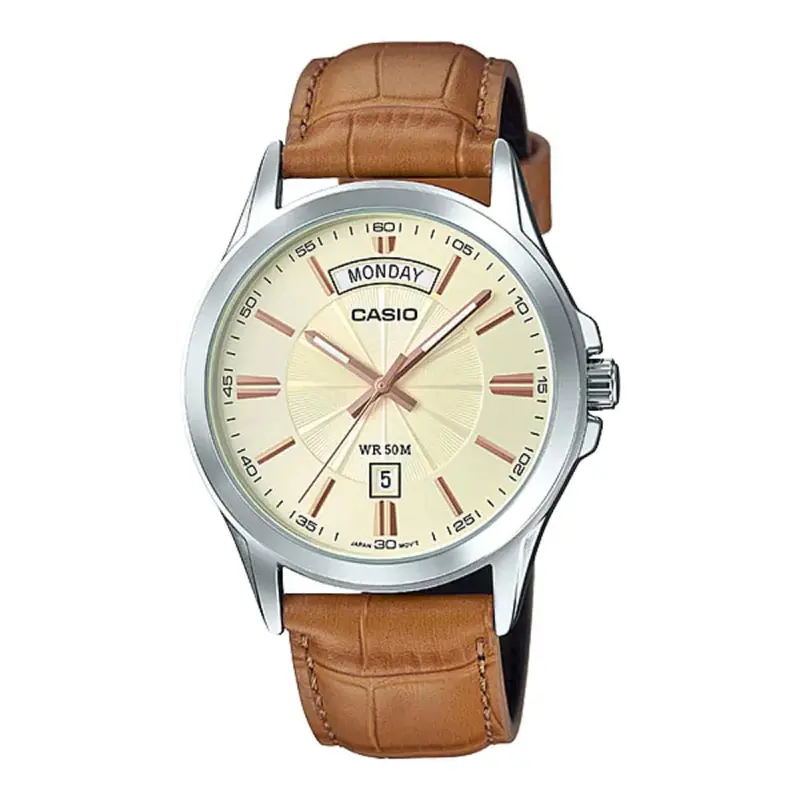 Casio General Mtp-1381L-9Avdf-P Brown Leather Men Watch 1