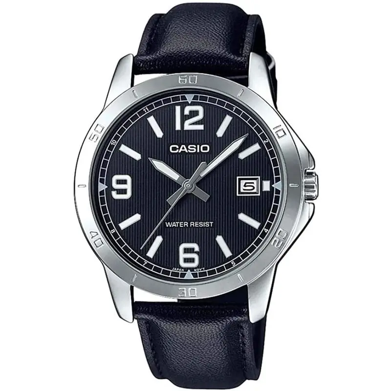 Casio General Mtp-V004l-1Budf-P Black Leather Men Watch 1